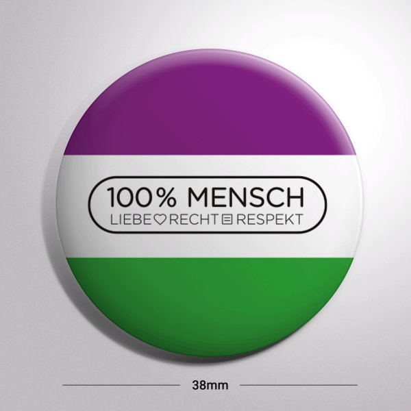 100% MENSCH Button "genderqueer"