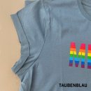 T-Shirt "MENSCH" Digitaldruck feminin L taubenblau