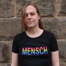 T-Shirt "MENSCH" Digitaldruck feminin M dunkelrot
