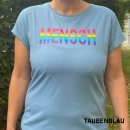 T-Shirt "MENSCH" Digitaldruck feminin M taubenblau