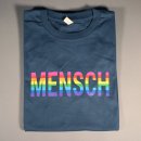 T-Shirt "MENSCH" Digitaldruck maskulin M jeansblau